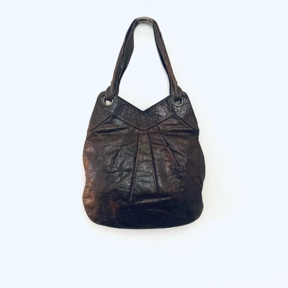 LAUREN MERKIN Stella Tote, Distressed Leather, Open Top Bag, Chocolate brown - Picture 3 of 8